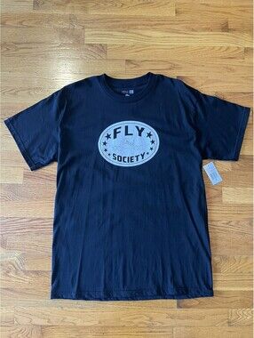 New Fly Society T Shirt Size Large Classic Plane Logo Graphic Black